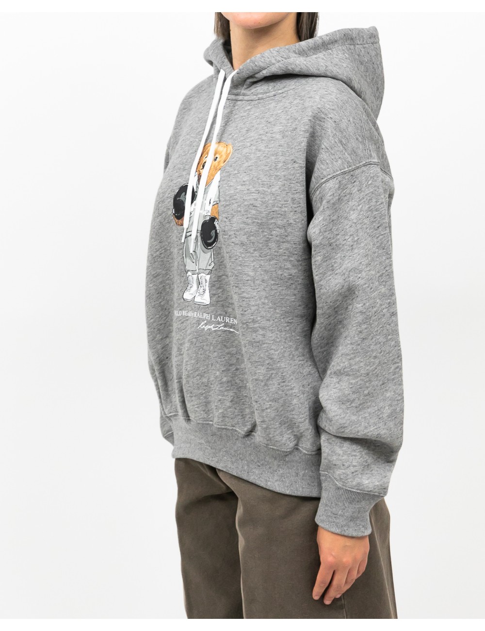 Polo Ralph Lauren - Felpa Cappuccio Bear Grigia Donna 211971713001 I25