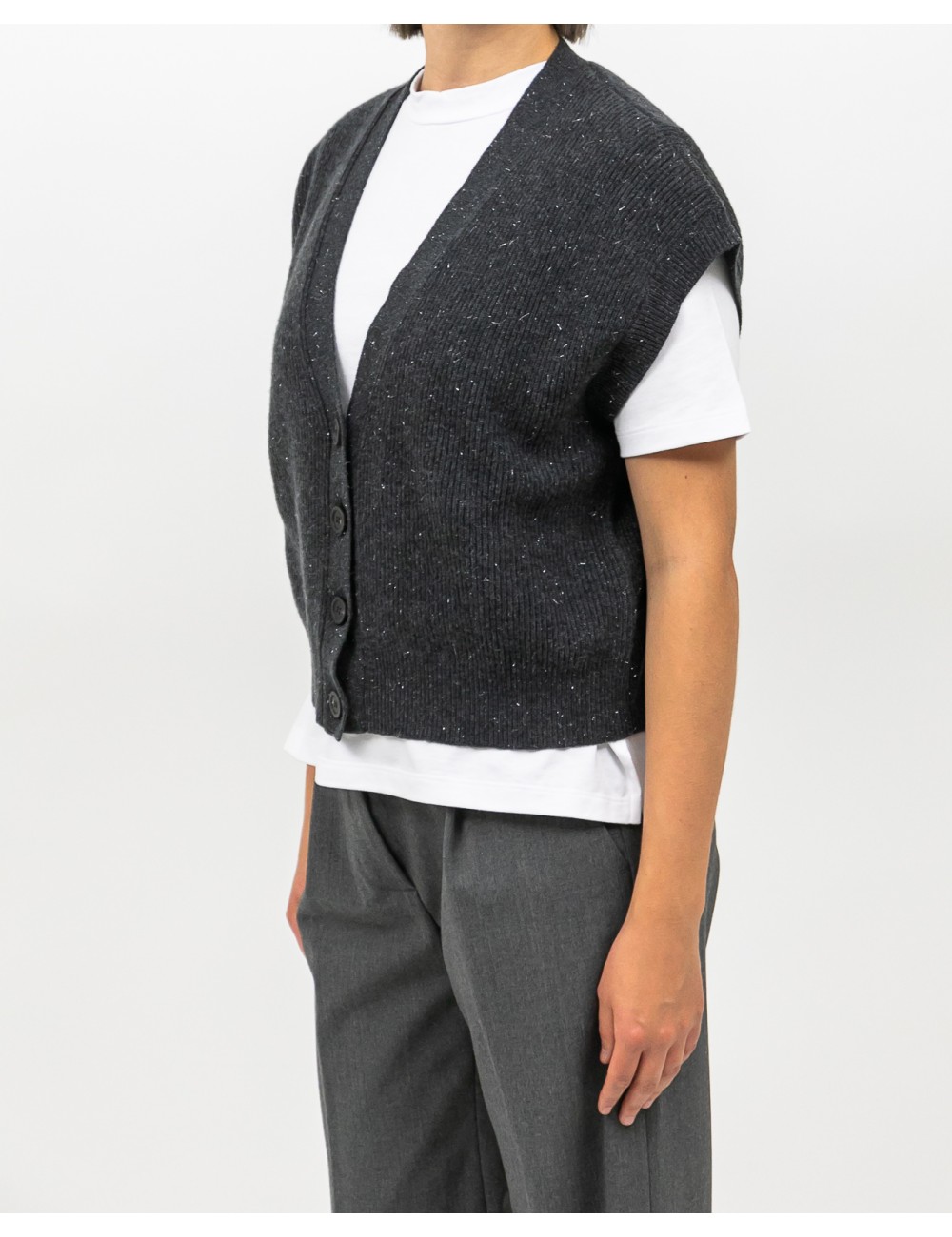 Peserico - Gilet Lana Cashmere Grigio Donna S99418F12 073 I25