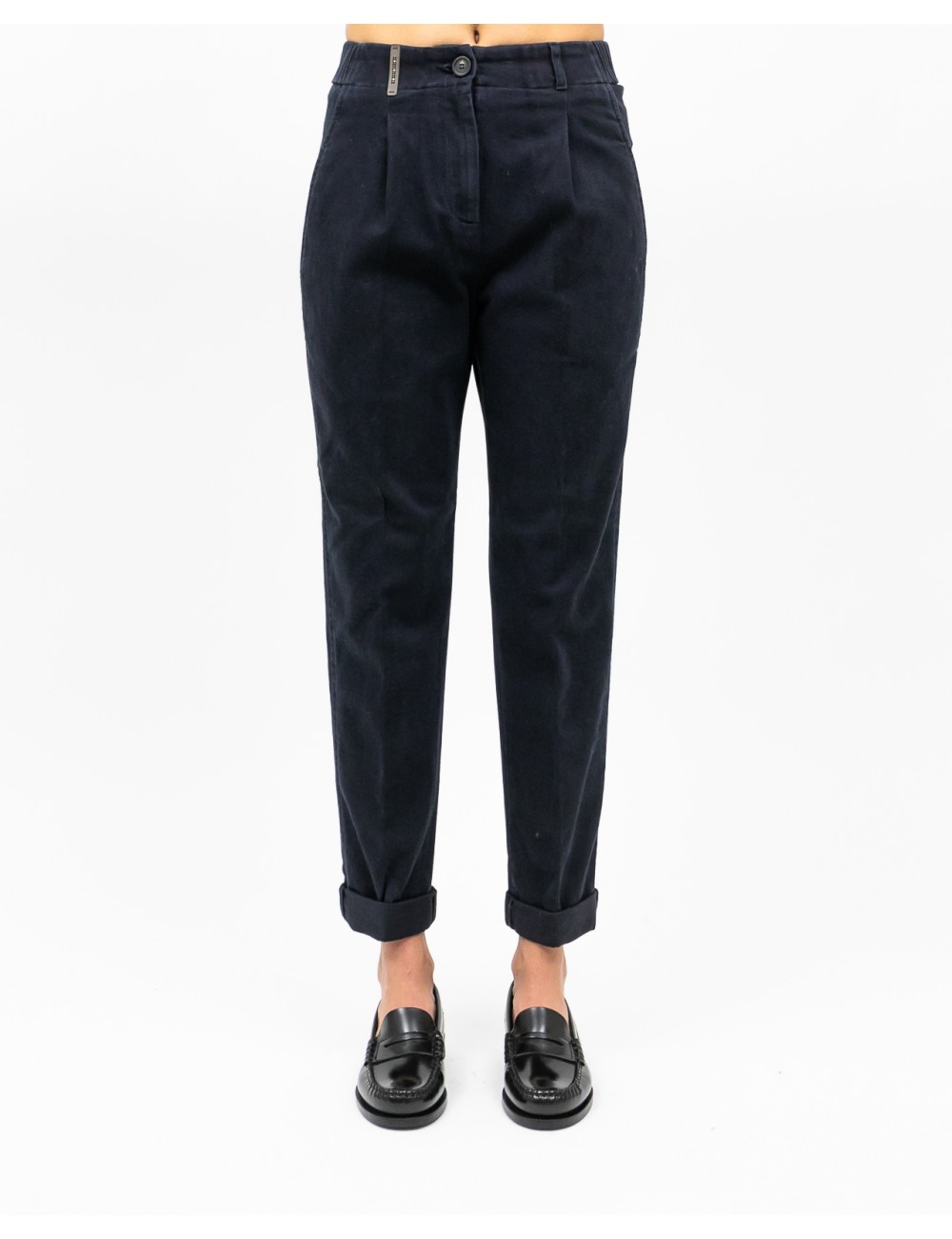 Peserico - Women's Blue Cotton Twill Pants P04987L51 061 I25