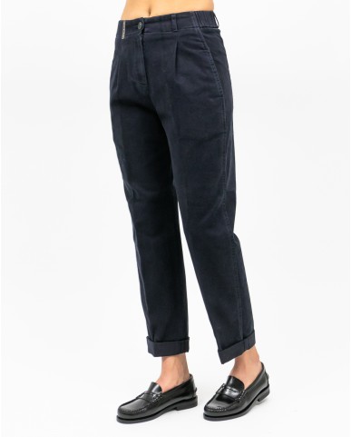 Peserico - Pantalone Twill Cotone Blu Donna P04987L51 061 I25