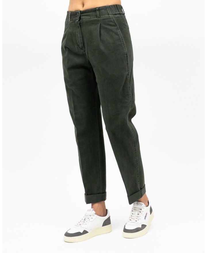 Peserico - Women's Green Cotton Twill Pants P04987L51 039 I25