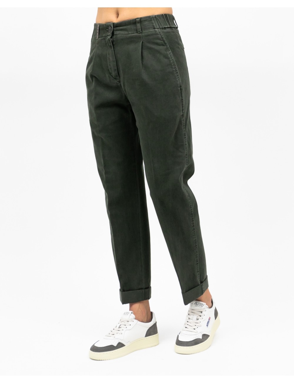 Peserico - Women's Green Cotton Twill Pants P04987L51 039 I25