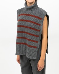 Women's High Neck Wool Shawl Collar in Gray/Burnt DAV01R VAR.08 GRIGIO I25