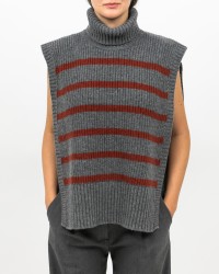 Women's High Neck Wool Shawl Collar in Gray/Burnt DAV01R VAR.08 GRIGIO I25