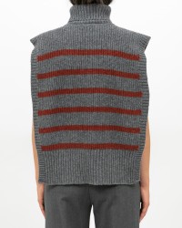 Women's High Neck Wool Shawl Collar in Gray/Burnt DAV01R VAR.08 GRIGIO I25