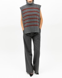 Women's High Neck Wool Shawl Collar in Gray/Burnt DAV01R VAR.08 GRIGIO I25