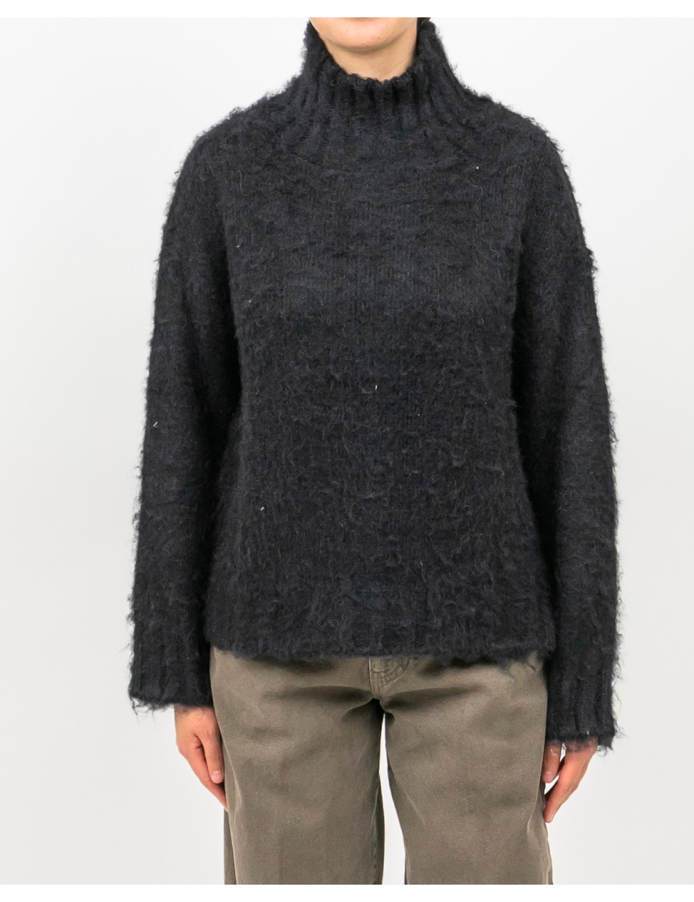 Roberto Collina - Women's Black Silk Turtleneck F49003 09 NERO I25