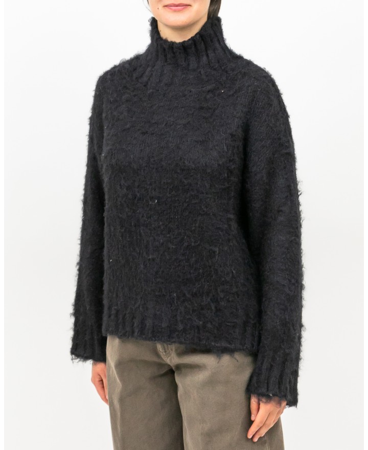 Roberto Collina - Women's Black Silk Turtleneck F49003 09 NERO I25