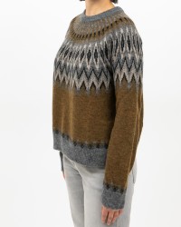 Roberto Collina - Girocollo Norvegese Cammello Donna F23001 05 GRIGIO/CAM I25