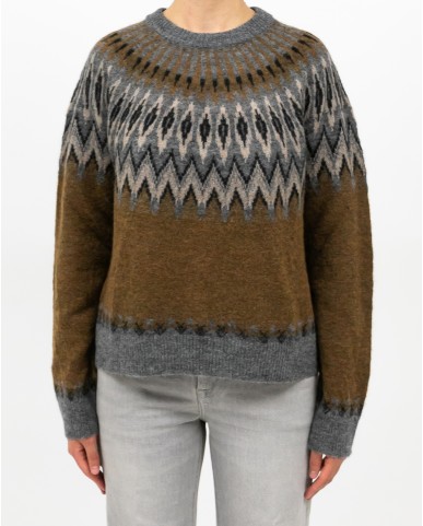 Roberto Collina - Girocollo Norvegese Cammello Donna F23001 05 GRIGIO/CAM I25