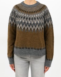 Roberto Collina - Girocollo Norvegese Cammello Donna F23001 05 GRIGIO/CAM I25