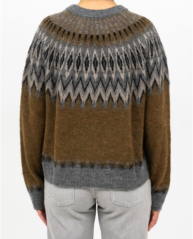 Roberto Collina - Girocollo Norvegese Cammello Donna F23001 05 GRIGIO/CAM I25