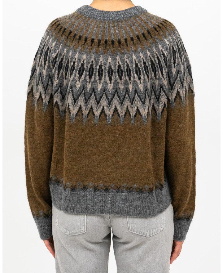 Roberto Collina - Girocollo Norvegese Cammello Donna F23001 05 GRIGIO/CAM I25