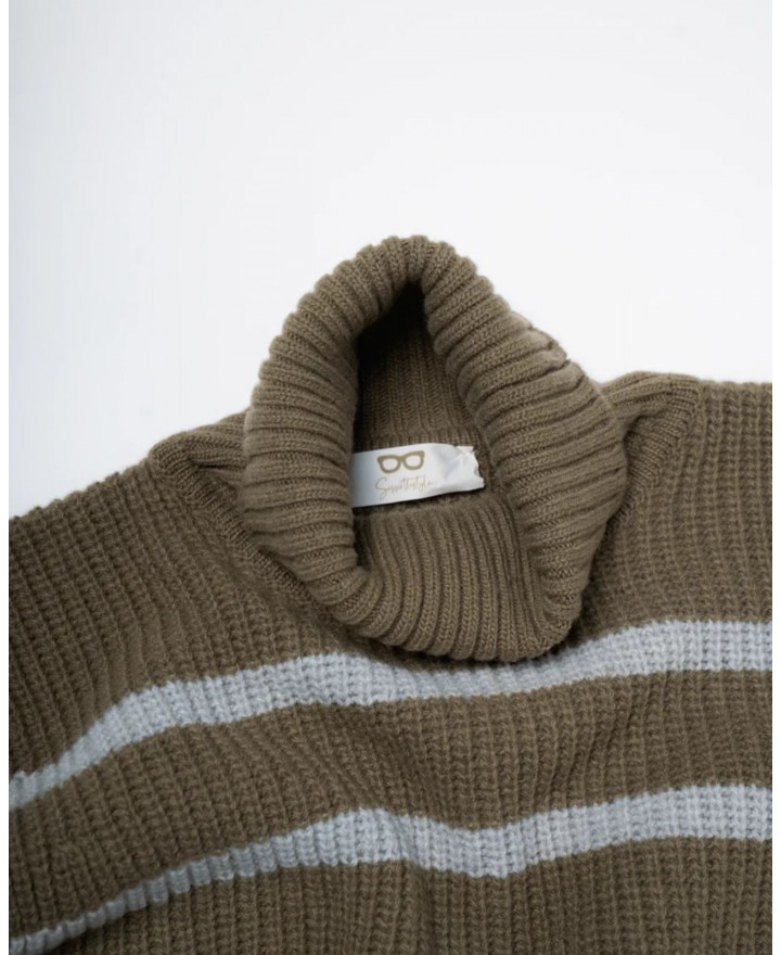 Women's Military/Pearl Wool High Neck Top DAV01R MIL/PERLA I25