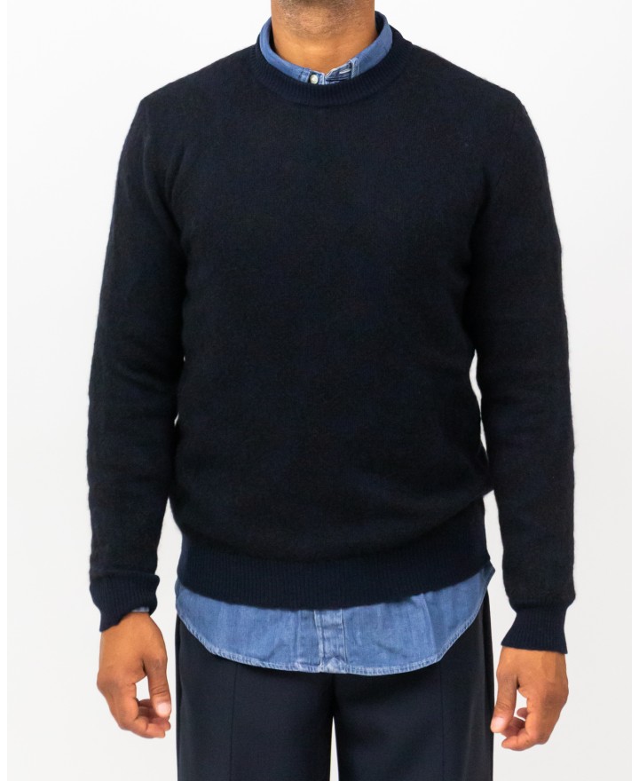 Roberto Collina - Men's Navy Blue Crew Neck Sweater M26101 10 NAVY I25