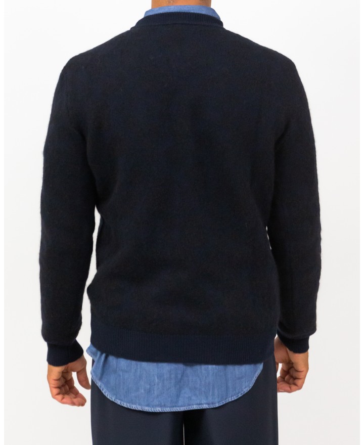 Roberto Collina - Men's Navy Blue Crew Neck Sweater M26101 10 NAVY I25