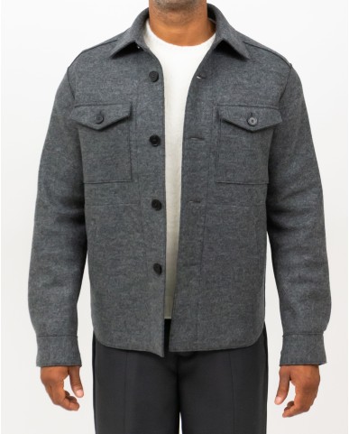 Harris Wharf - Giacca Camicia Lana Grigia Uomo H9320MLK 140 MIDDLE I25