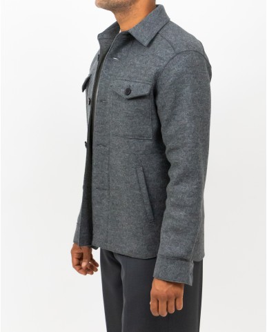 Harris Wharf - Giacca Camicia Lana Grigia Uomo H9320MLK 140 MIDDLE I25