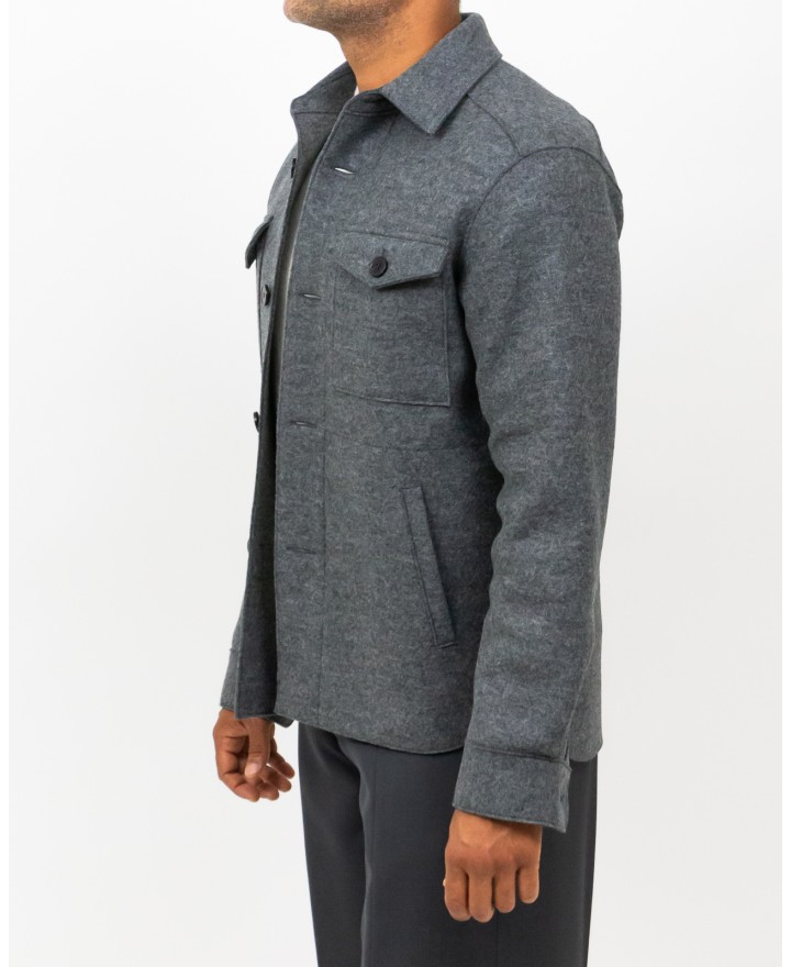 Harris Wharf - Giacca Camicia Lana Grigia Uomo H9320MLK 140 MIDDLE I25