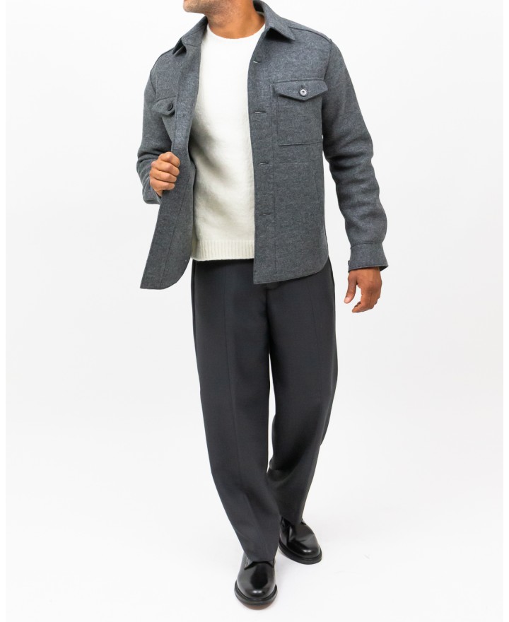 Harris Wharf - Giacca Camicia Lana Grigia Uomo H9320MLK 140 MIDDLE I25