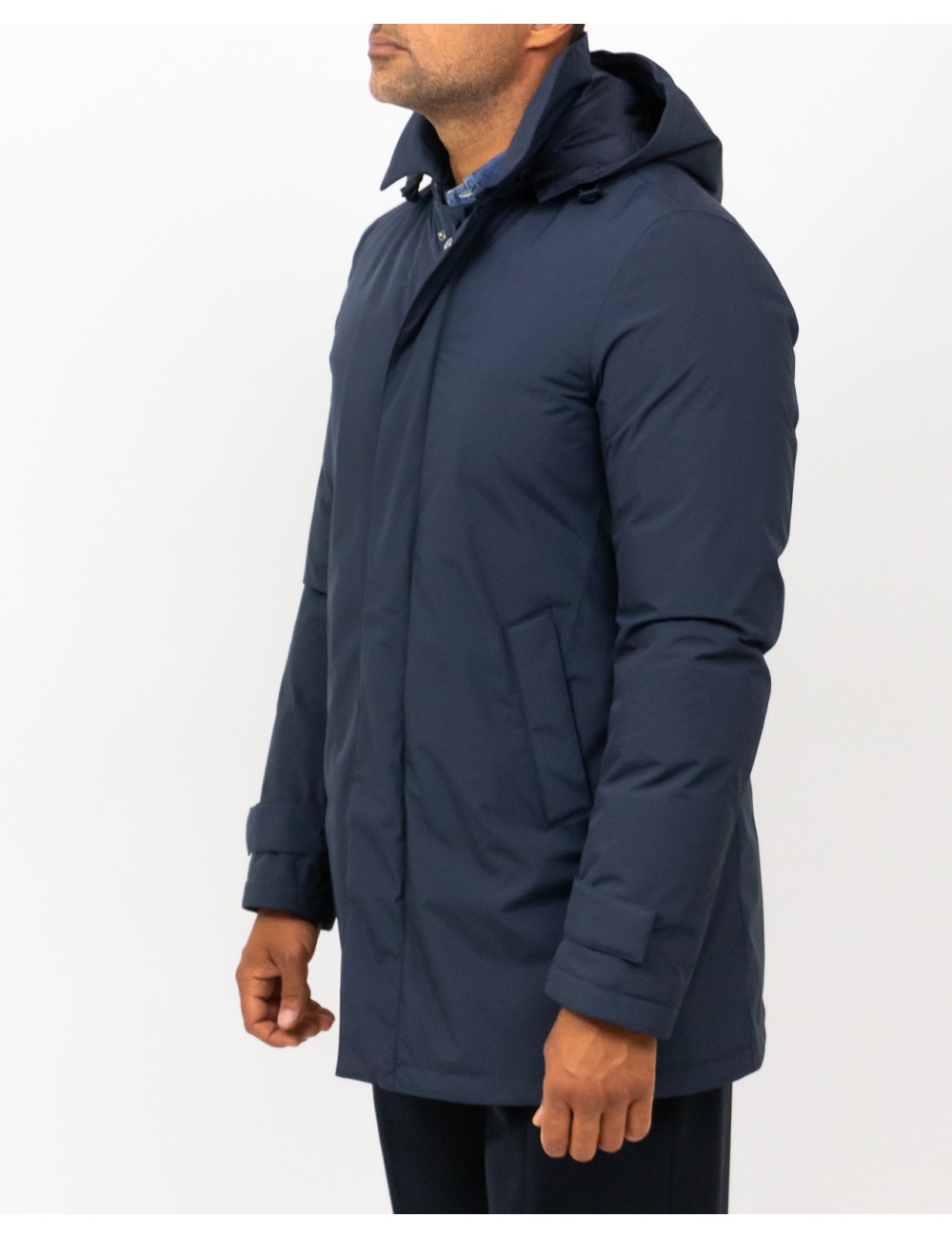 Herno - Men's Long Blue Down Jacket PI001242U 12840 9201 I25