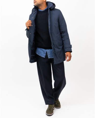 Herno - Men's Long Blue Down Jacket PI001242U 12840 9201 I25