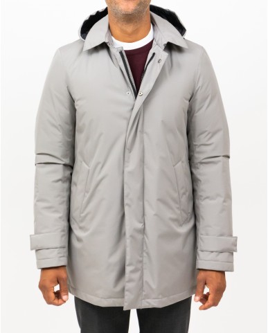 Herno - Men's Pearl Gray Long Down Jacket PI001242U 12840 9436 I25