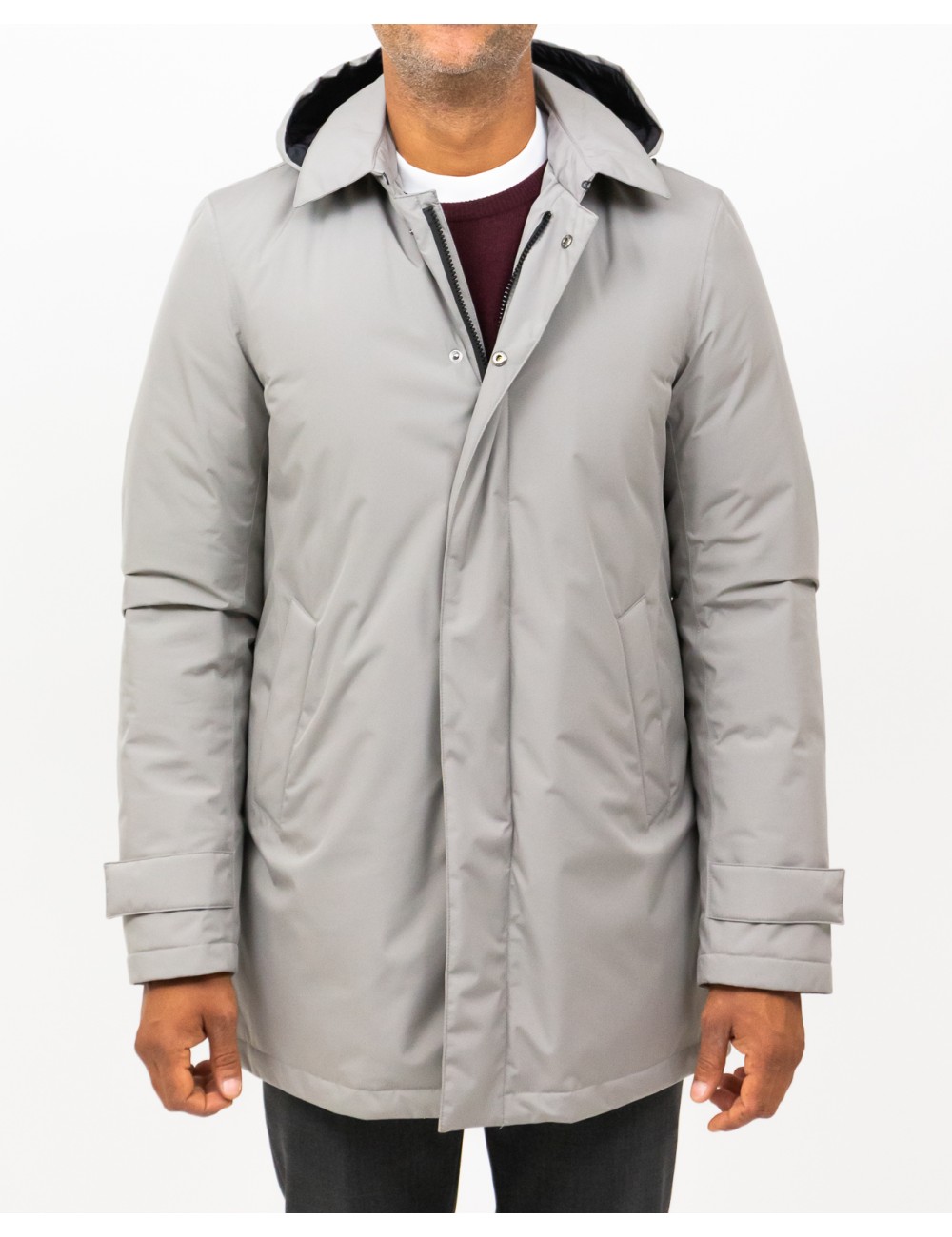 Herno - Men's Pearl Gray Long Down Jacket PI001242U 12840 9436 I25