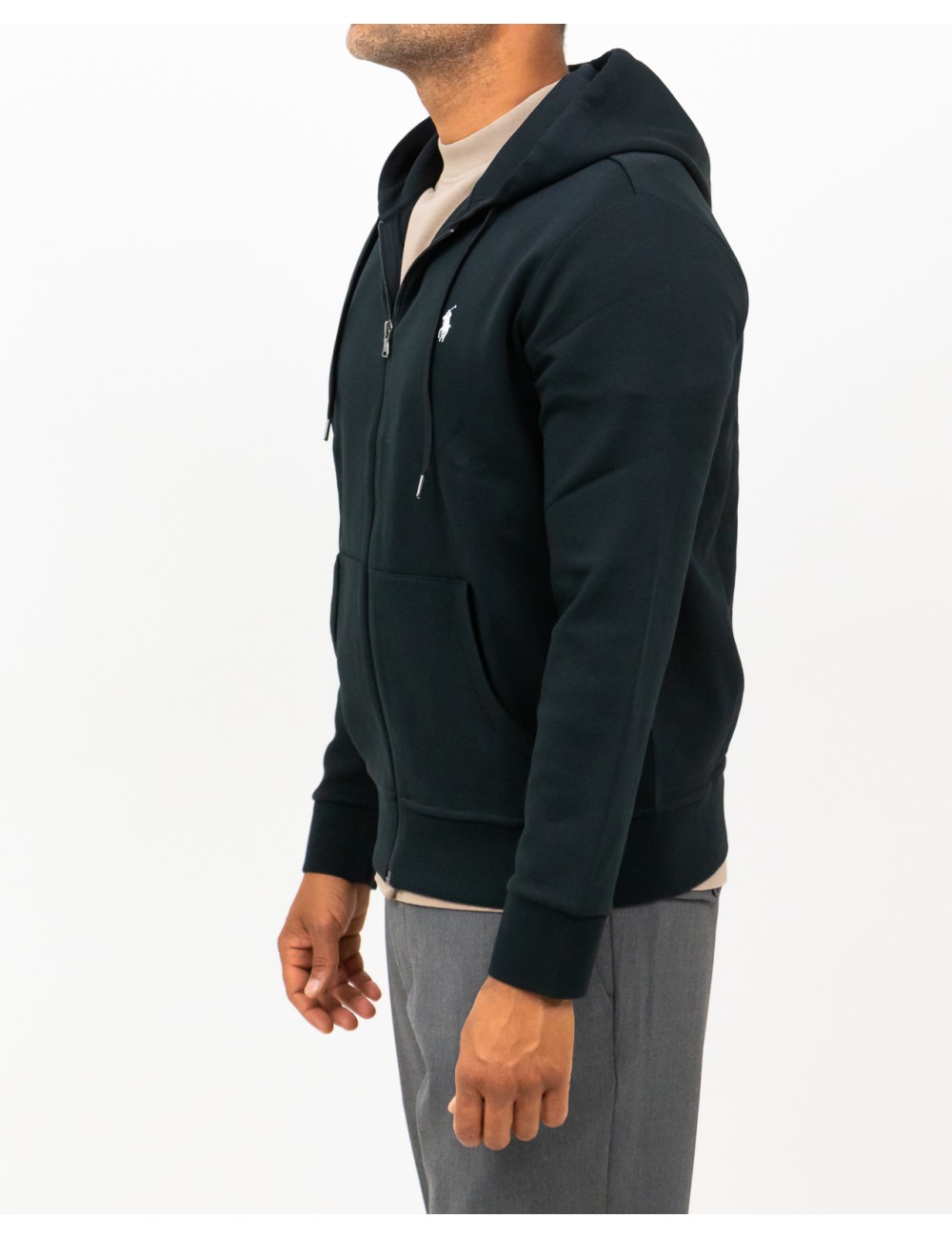 Polo Ralph Lauren - Felpa Cappuccio e Zip Nera Uomo 710888282001 I25