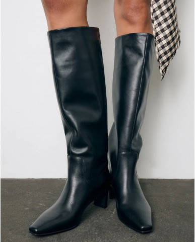 Copenhagen - Women's Black Leather Heeled Boots CPH297 LEAT BLK I25