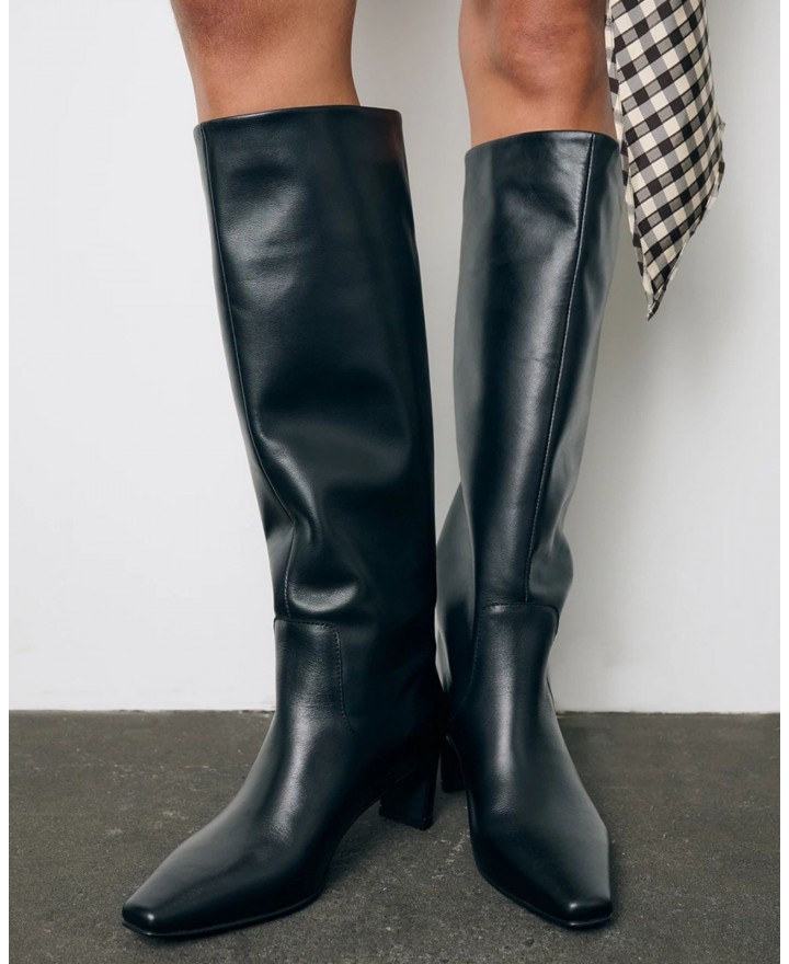 Copenhagen - Women's Black Leather Heeled Boots CPH297 LEAT BLK I25