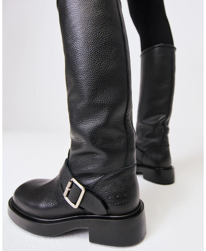 Copenhagen - Stivali Biker Alti Pelle Neri Donna CPH441 LEAT BLK I25