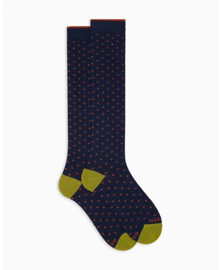 Gallo - Men's Blue Polka Dot Knee-High Socks AP103013 10623 ROYAL I25