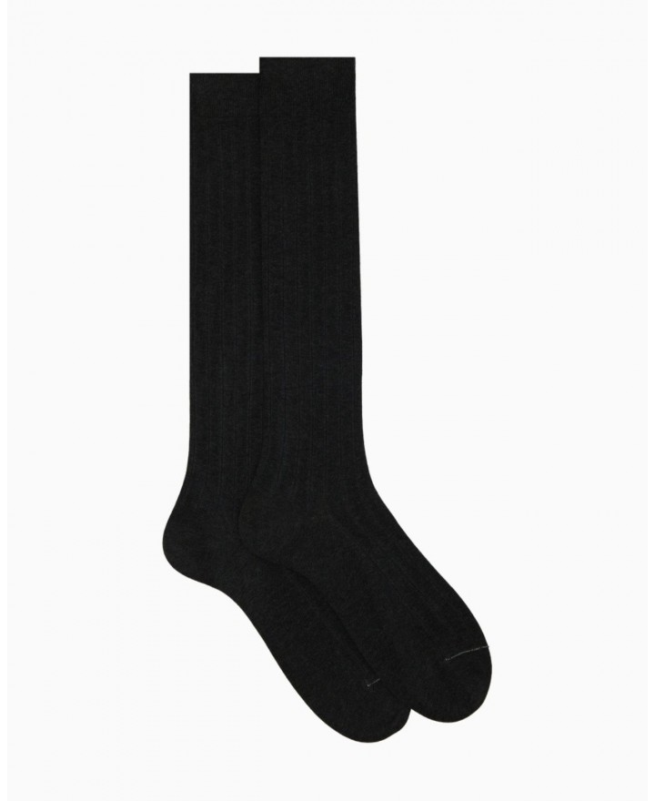 Gallo - Men's Anthracite Ribbed Knee-High Socks AP500727 11643 LAVA I25