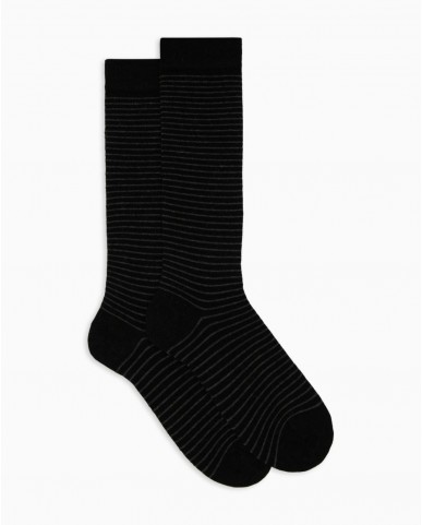 Gallo - Calze al Ginocchio Righe Nere Donna AP512201 11875 NERO I25