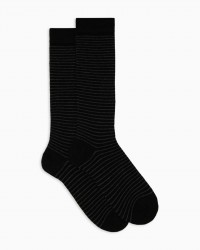 Gallo - Calze al Ginocchio Righe Nere Donna AP512201 11875 NERO I25