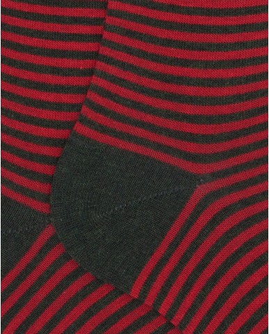 Gallo - Calze al Ginocchio Righe Windsor Rosse Uomo AP102901 32664 FORES I25