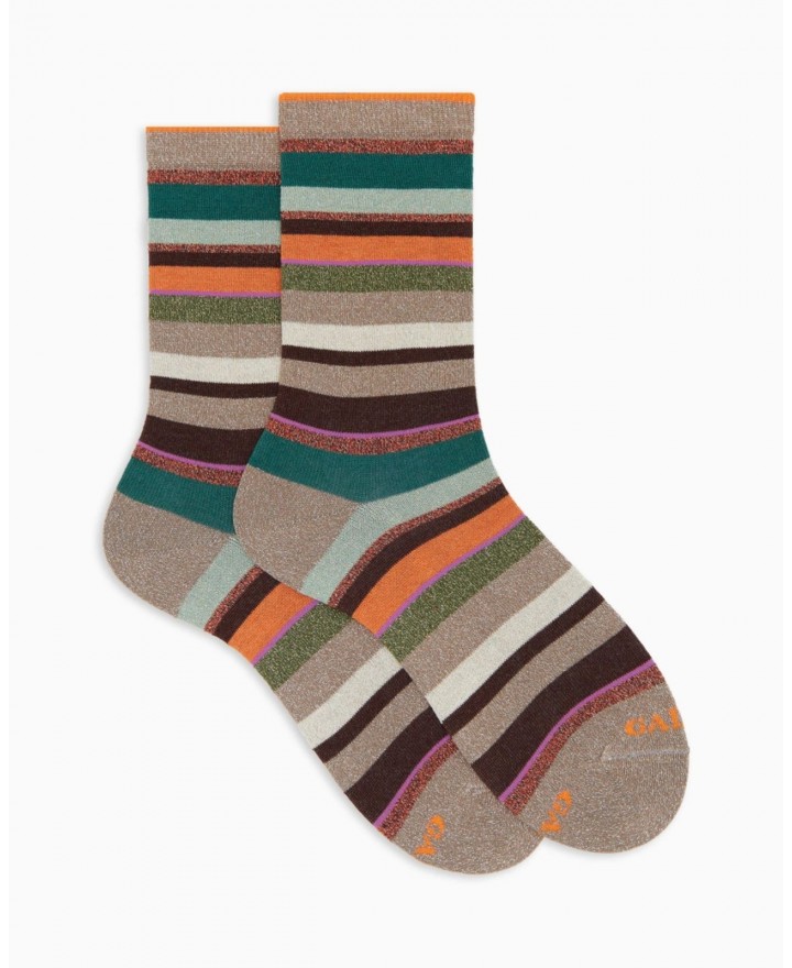 Gallo - Calze al Polpaccio Righe Lurex Beige Donna AP512028 11045 TARTU I25