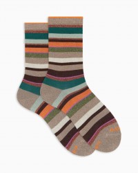 Gallo - Calze al Polpaccio Righe Lurex Beige Donna AP512028 11045 TARTU I25