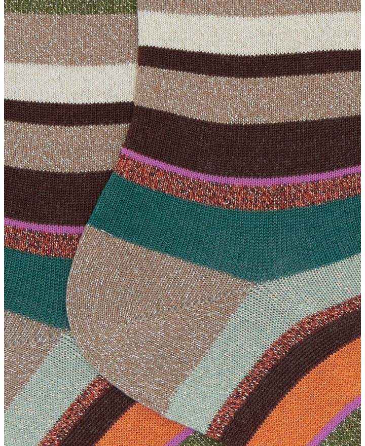 Gallo - Calze al Polpaccio Righe Lurex Beige Donna AP512028 11045 TARTU I25