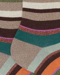 Gallo - Calze al Polpaccio Righe Lurex Beige Donna AP512028 11045 TARTU I25