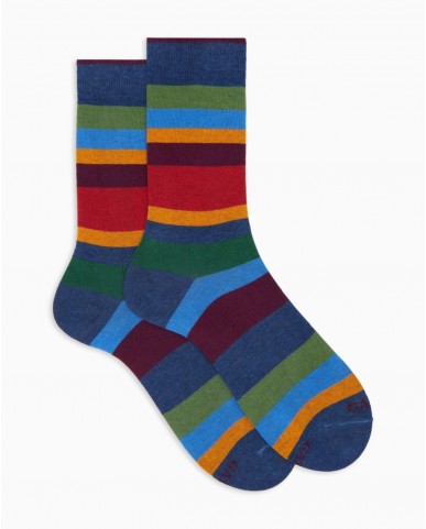 Gallo - Calze al Polpaccio Righe 7 Colori Rosse Uomo AP514264 10645 JEANS I25