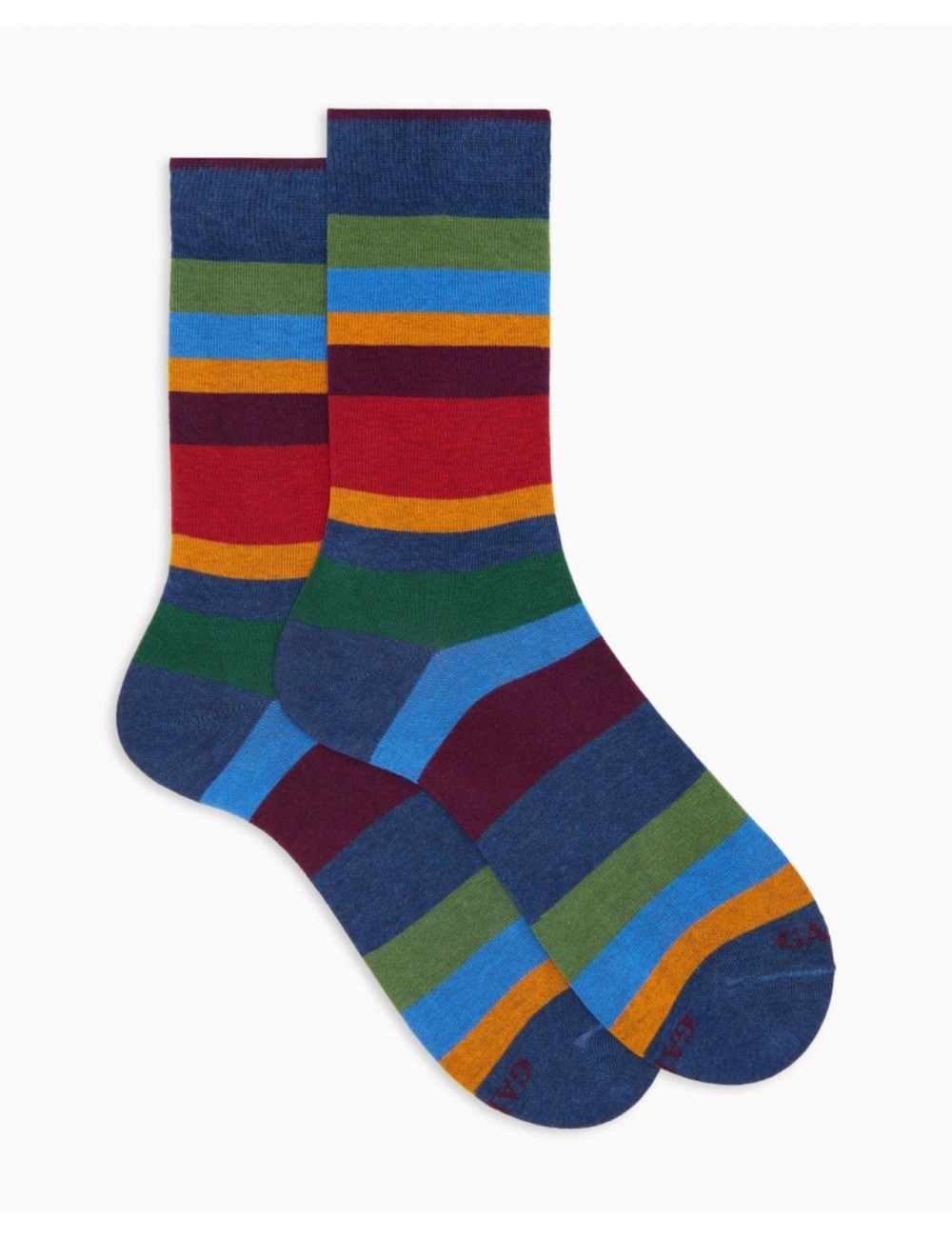 Gallo - Calze al Polpaccio Righe 7 Colori Rosse Uomo AP514264 10645 JEANS I25