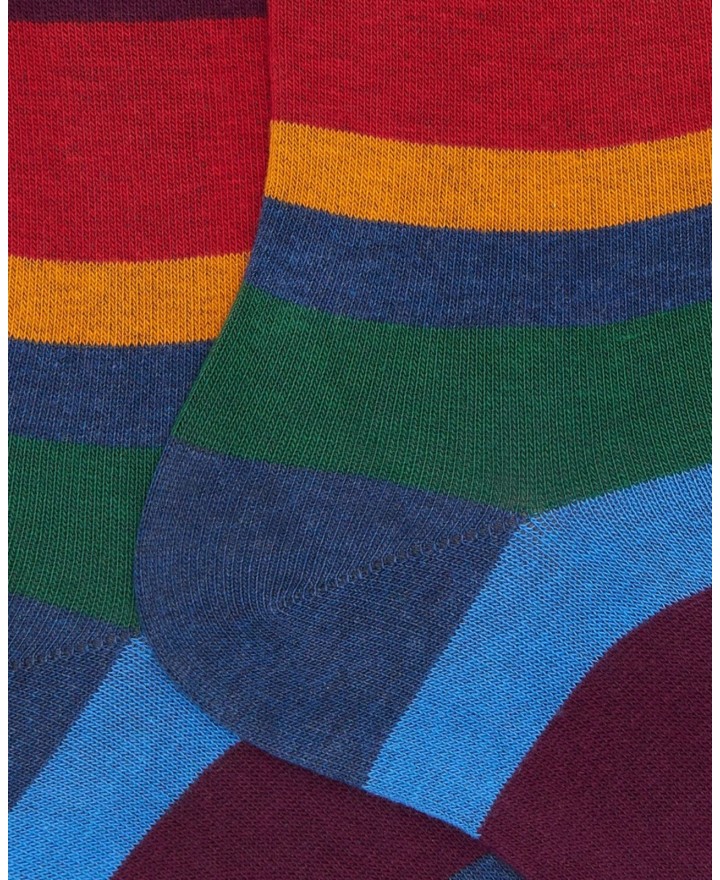 Gallo - Calze al Polpaccio Righe 7 Colori Rosse Uomo AP514264 10645 JEANS I25