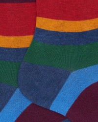 Gallo - Calze al Polpaccio Righe 7 Colori Rosse Uomo AP514264 10645 JEANS I25