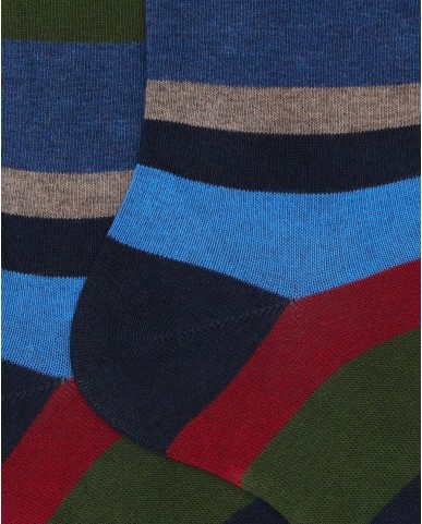 Gallo - Calze al Polpaccio Righe 7 Colori Blu Uomo AP514264 13414 NAVY I25