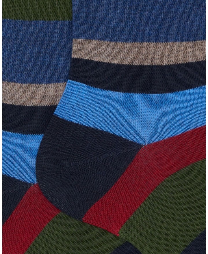 Gallo - Calze al Polpaccio Righe 7 Colori Blu Uomo AP514264 13414 NAVY I25