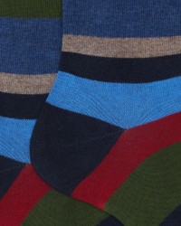 Gallo - Calze al Polpaccio Righe 7 Colori Blu Uomo AP514264 13414 NAVY I25