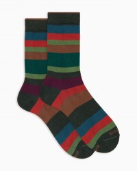 Gallo - Calze al Polpaccio Righe 7 Colori Verdi Uomo AP514264 32737 FORES I25