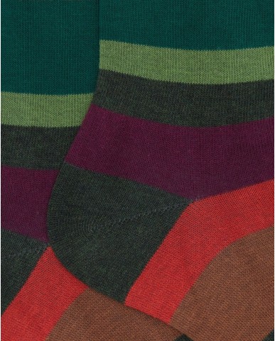 Gallo - Calze al Polpaccio Righe 7 Colori Verdi Uomo AP514264 32737 FORES I25